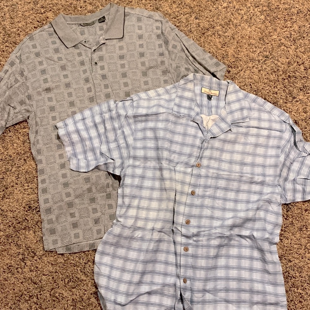 Bundle of 2 polos, wear like size L, Tommy Bahama and axis brands